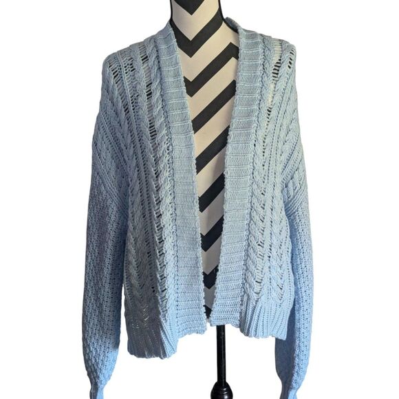 Princess Polly Light Blue Open Knit Cardigan, Size S/M - Picture 1 of 4
